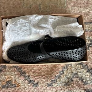 Anthropologie Black Cutout Flats